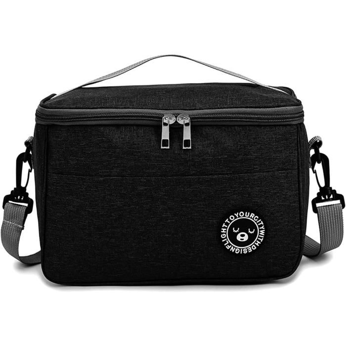 Sac isotherme 5.5L Ac isotherme sac de pique-nique Sac isotherme repas adulte Sac isotherme repas (Noir/5.5L/24 * 14 * 17cm)