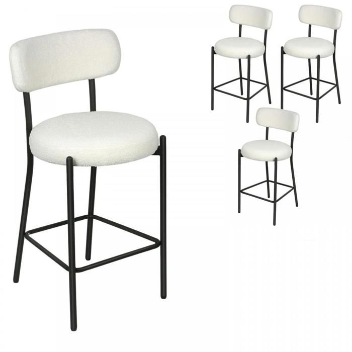 Lot de 4 tabourets bar hauts en polaire douce JEOBESTidéal pour bars et restaurantssupporte 120kgconfortables et moelleux.