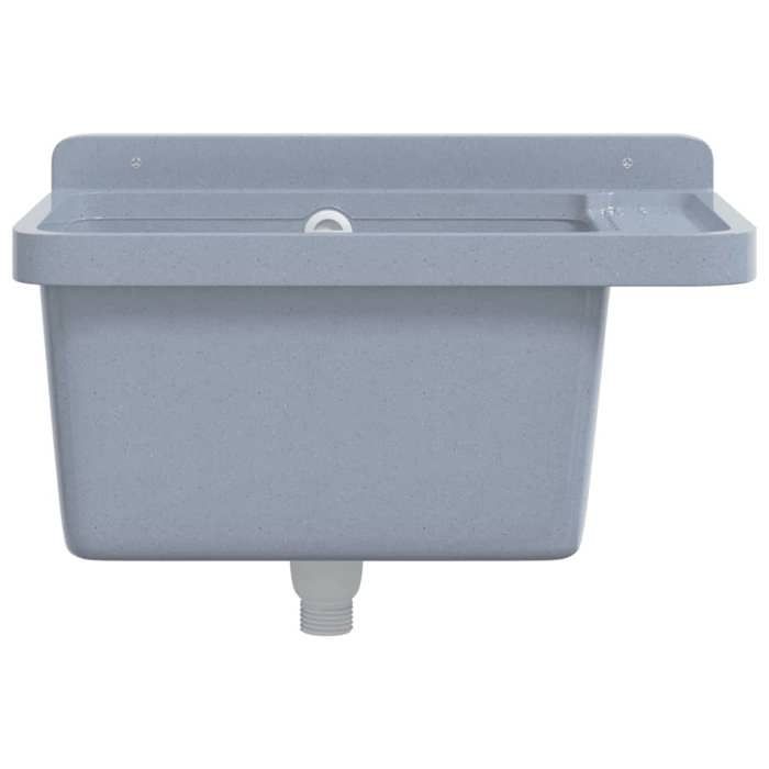 Lavabo mural en résine - WIENS - Gris - 50x35x24 cm - 11 litres - Trou de trop-plein - Montage mural