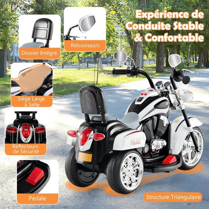 GIANTEX Moto Electrique Enfant 6V, Vitesse 2,5-3km/h, Charge 30 KG, pour Garçons Filles 3 an+s