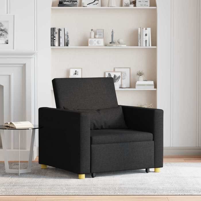 NEW 2026 3-en-1 Canapé-lit convertible - Fauteuil-lit - 1 personne - Noir 90x165x87 cm tissu L6276