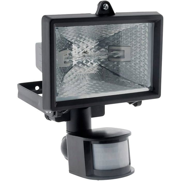 Projecteur halogène avec détecteur - VIREX® - Noir - IP44 - Tube R7S 120W - Capteur crépusculaire - Portée 12m