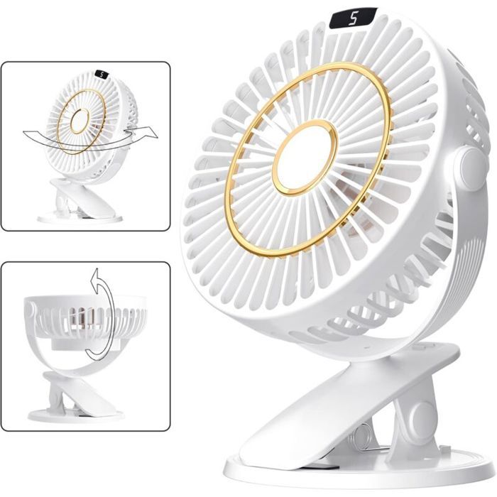 Mini ventilateur de bureau avec clip 5 vitesses petit ventilateur