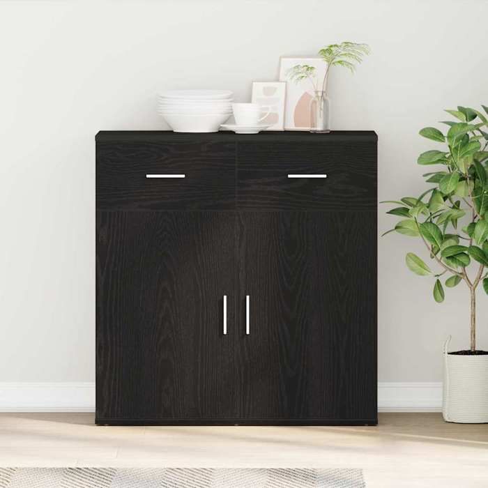 Noir Buffet avec tiroir Chêne noir 78x38x80 cm Bois dingénierie - Vaisselier H11918