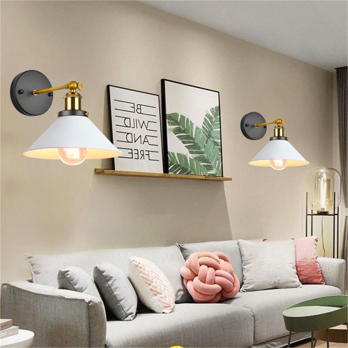 Applique murale - Lot de 2 Edison Ø22cm - Blanc - Métal - Rotation 180°