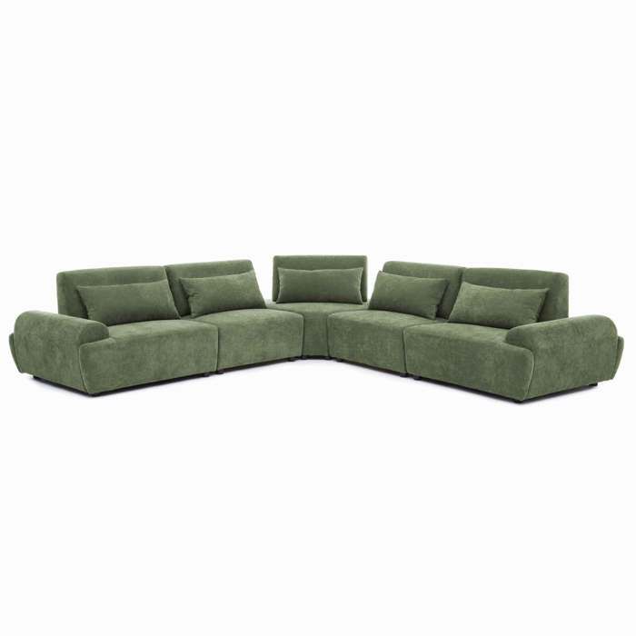 Canapé d'angle modulable 5 places dossier ajustable 340 cm vert ...