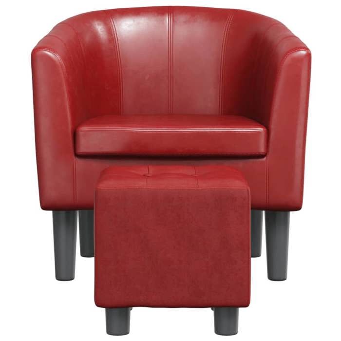 Rouge Fauteuil simple - SWEETY Fauteuil - avec repose-pied rouge bordeaux similicuir 70x56x68cm CL21341702236
