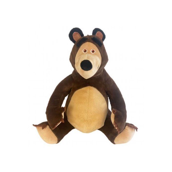 Peluche Michka ours 56 cm Marron - Collection Pour Masha et Michka - Doudou moelleux - Set Jouet Enfant + 1 carte
