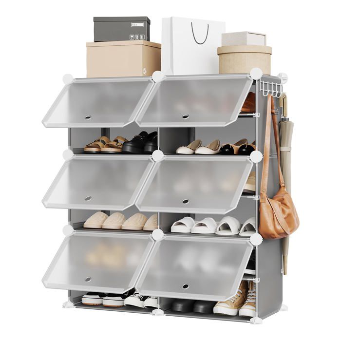 Étagère modulaire - LUNSY - 12 compartiments - Résine imperméable - Connecteurs robustes en ABS