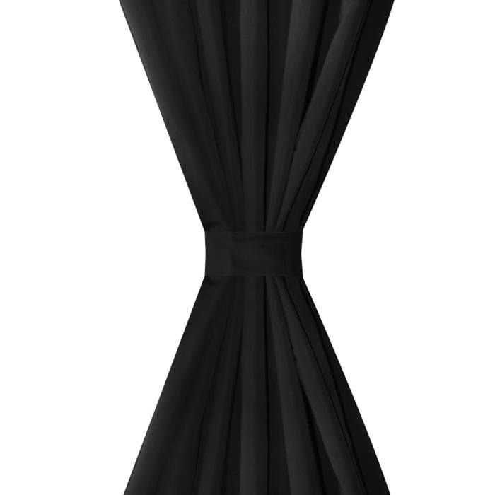 Meuble Déco - VOILAGE - Noir - Set de 2 - Rideau à Passant Micro Satin Noir 140x175 cm - pour salon luf8584862