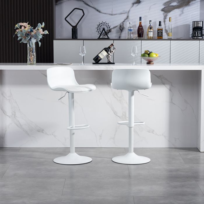 Tabouret de bar réglable - Pivotant à 360° - Dossier ergonomique - Vérin à gaz pour hauteur ajustable