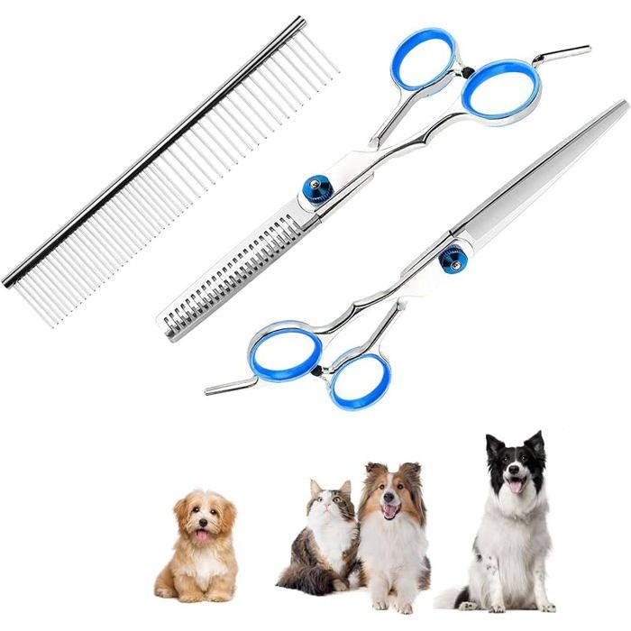 3 Pièces Ciseaux Toilettage Animaux Ciseaux de Toilettage pour Chiens et Chats avec Embouts Ronds de Sécurité