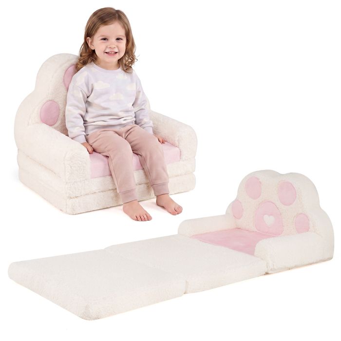 2-en-1 Canapé Enfant-COSTWAY-Canapé-Lit Convertible Fauteuil Bébé Pliable Housse Lavable pour Chambre à Coucher Salon Rose 2-en-1 Canapé Enfant-COSTWAY-Canapé-Lit Convertible Fauteuil Bébé Pliable Housse Lavable pour Chambre à Coucher Salon Rose