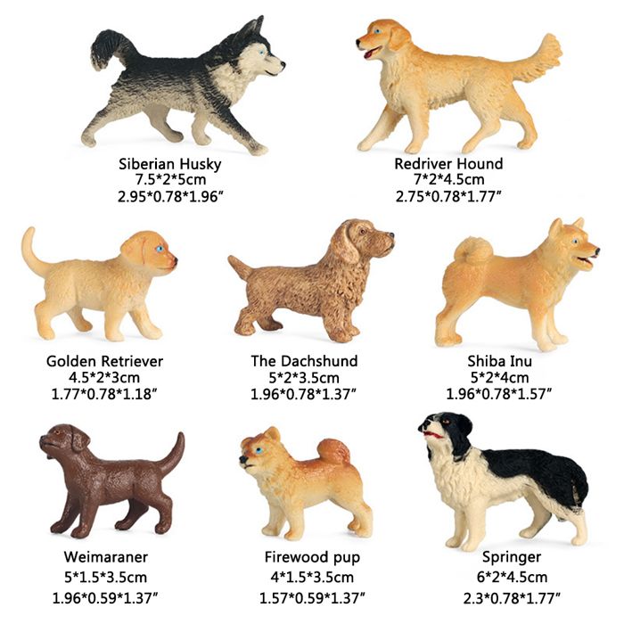 8 Figurines de chiens PVC réaliste jouet éducatif décoration jardin bureau cadeau enfant .