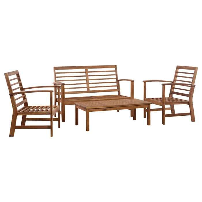 Brun Salon de jardin 4 pcs Bois dacacia solide - Meuble de balcon LV59572