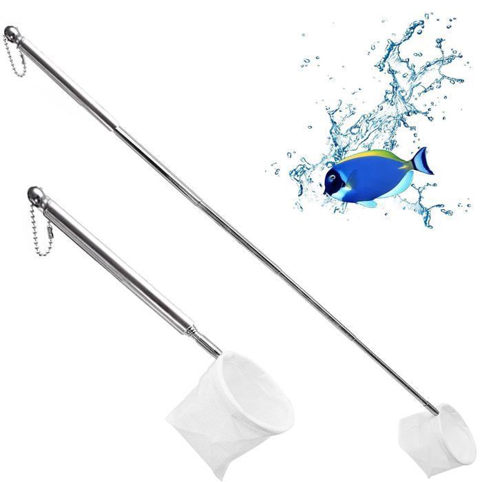 Filet de Pêche Télescopique Téléscopique Épuisette pour Aquarium Filet pour la Pêche en Aquarium avec Poignée blan FILET DE PECHE