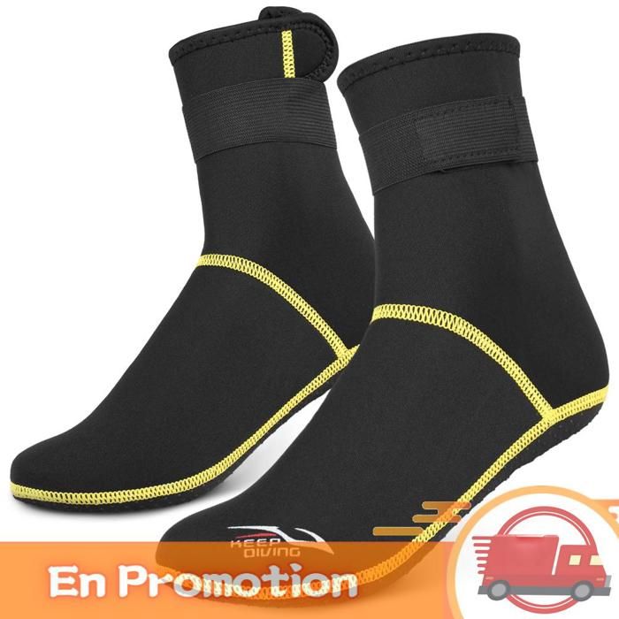 zerone Chaussettes en néoprène 3mm Chaussettes de plongée 3mm en néoprène chaussettes deau de plage bottes de jouets Noir XL