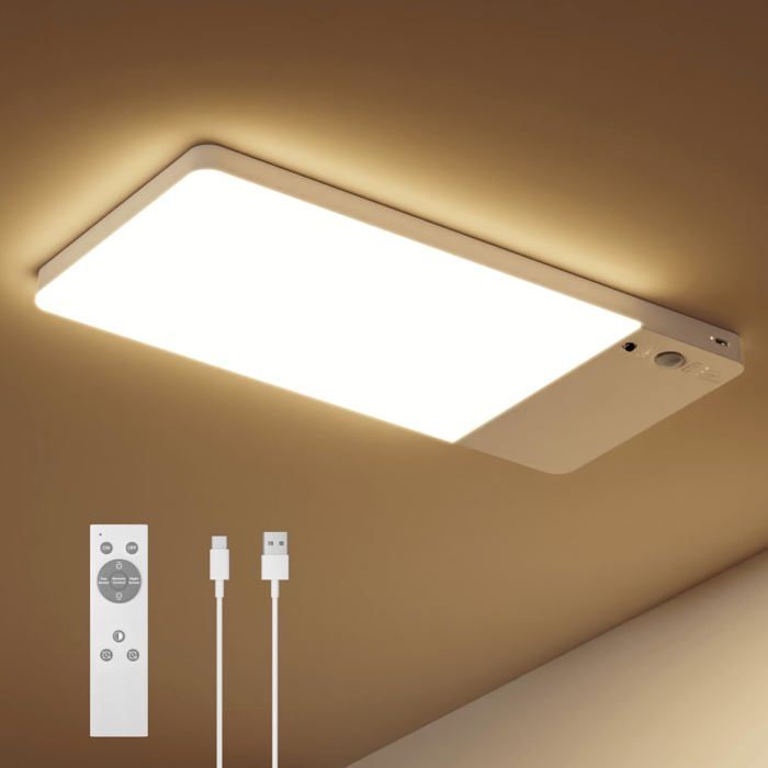 Plafonnier LED rechargeable avec détecteur de mouvement sans fil batterie 12 000 mAh télécommande incluse intérieur
