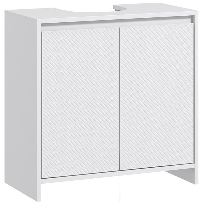 Meuble sous vasque – MDF laqué blanc avec 2 portes et étagère – pour salle de bain moderne – 60x30x60 cm