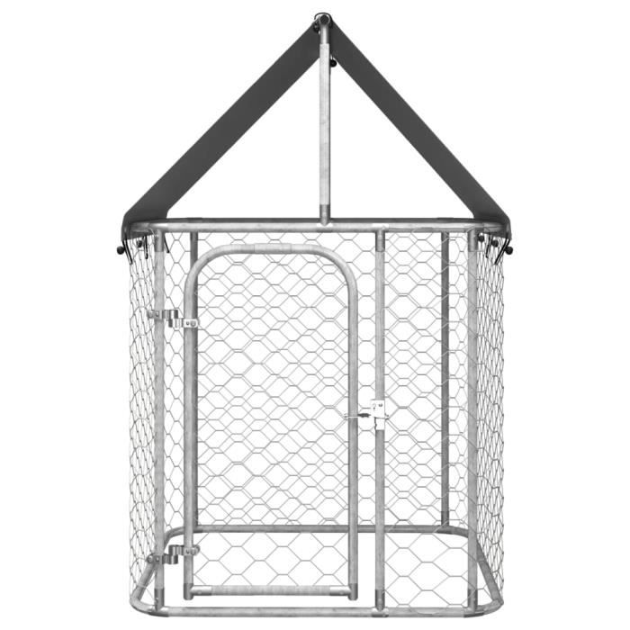 Chenil extérieur - S1751 - 100x100x150 cm - Acier galvanisé - Toit en polyéthylène - Sécurisé