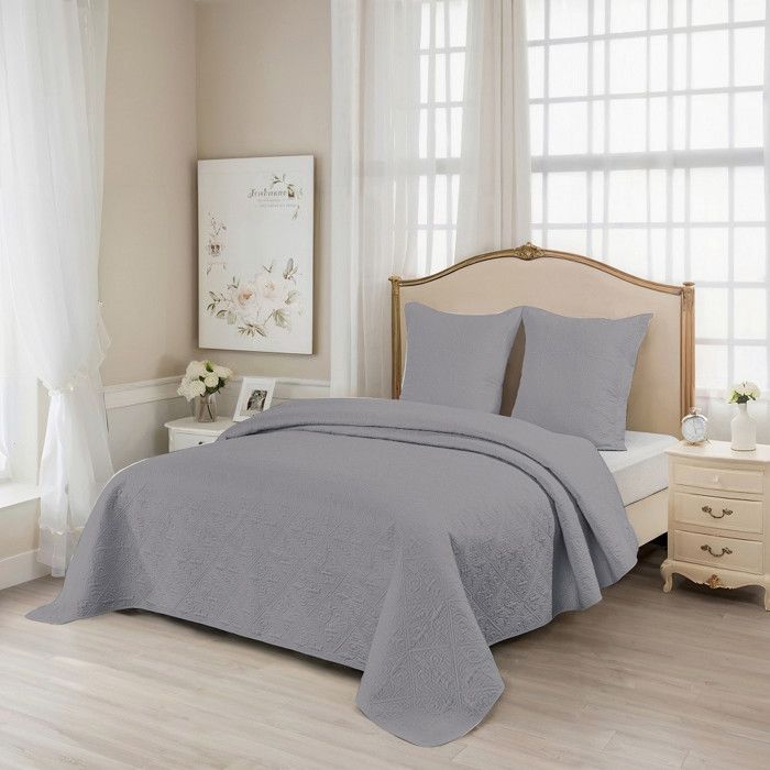 ALPES BLANC - Housse de Couette 100% Coton 240x260 cm avec 2 taies carrées Balmaz - Maison