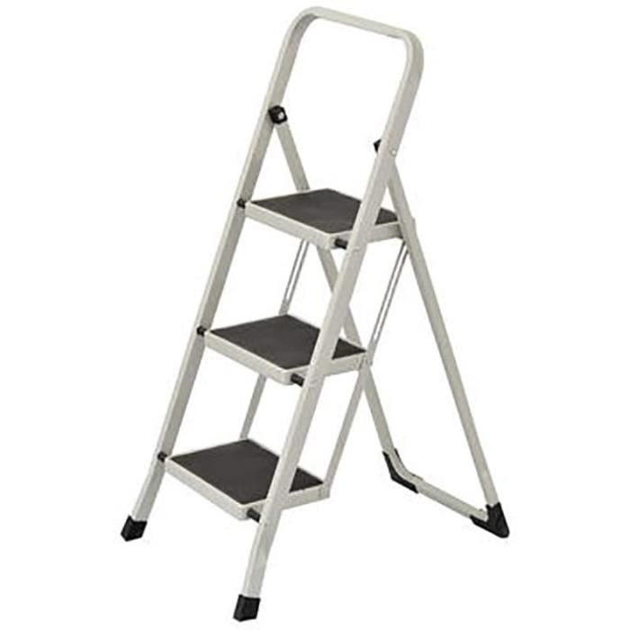 Escabeau en Acier De 3 Marches Tabouret Marche Pied Pliant L46 x l71 x H104 cm Echelle avec Pieds Anti Dérapant Max 150Kg (3 m[37]