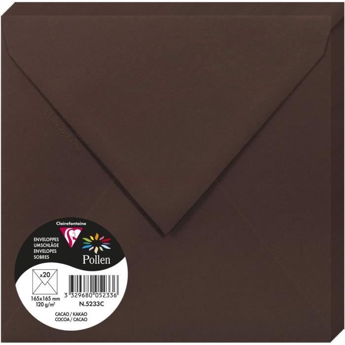 Enveloppes C5 Clairefontaine Pollen - Lot De 20, Couleur Glycine, Papier 120g/m² Lisse - Idéal Invitations, Correspondance