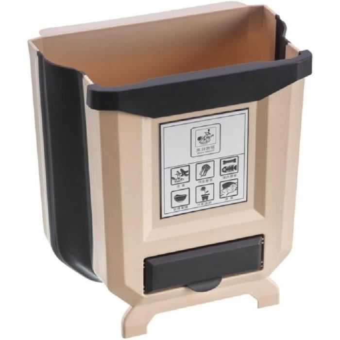 Poubelle De Camping Pliable 10 Litres Avec Couvercle – Suspendue, Pour Cuisine, Salle De Bain, Camping-car