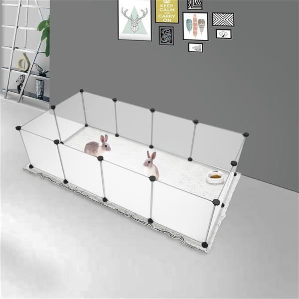 Enclos pour Petits Animaux 12 panneaux - 71 x 142 x 35.5cm - Blanc
