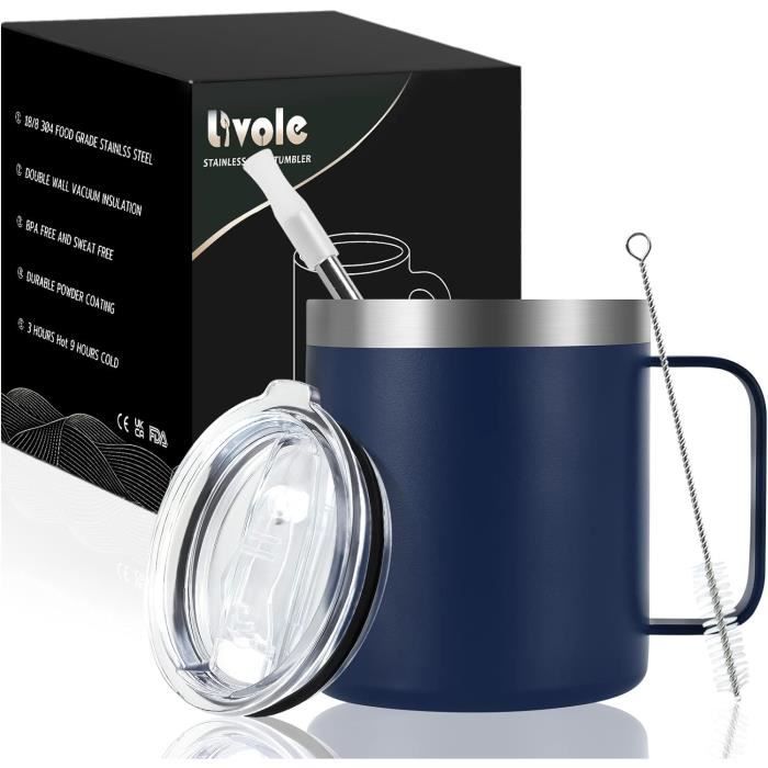Gobelet Isotherme 40 Oz (1,2L) En Acier Inoxydable - Avec Couvercle Et Paille - Couleurs Multiples, Neuf