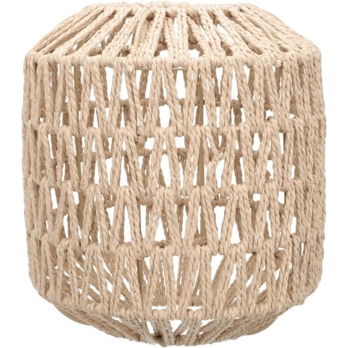 Lampe Suspension Beliani Batal En Rotin Naturel Et Velours Jaune - Lumière Douce