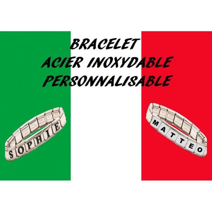 Bracelet italien prénom personalisable lettre ajustable
