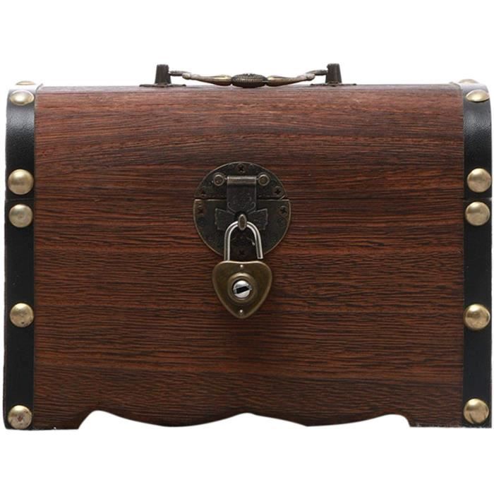 Tirelire En Bois Avec Serrure Et Clé – Dimensions 14,5x10x9,5 Cm – Éducative, Décoration Vintage – Cadeau épargne