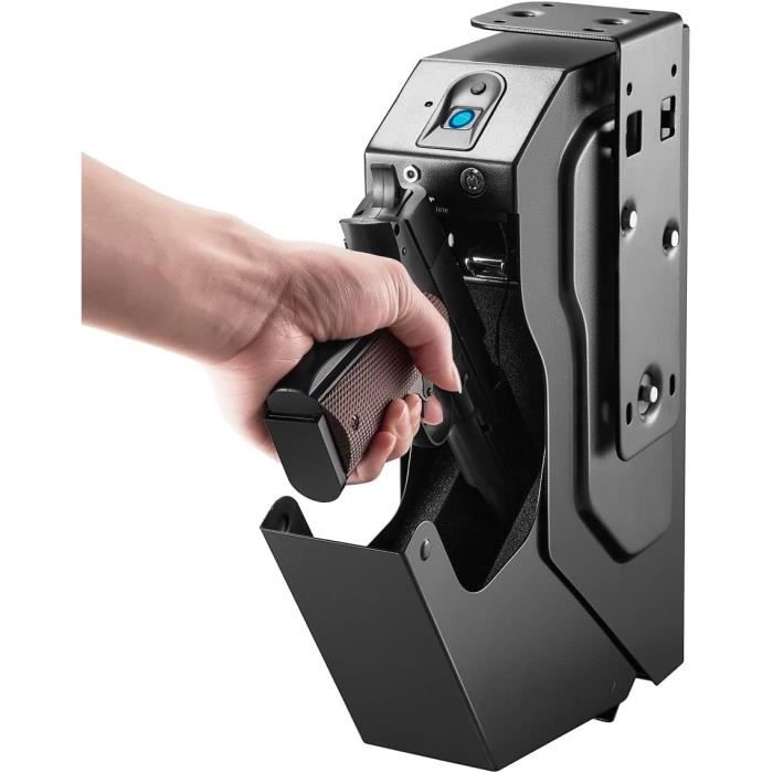 Coffre-Fort de Pistolet en Acier VEVOR, Coffre-Fort Biométrique pour 1 Pistolet, 3 Modes de Déverrouillage par Empreintes Digitales et Clés | Leroy Merlin