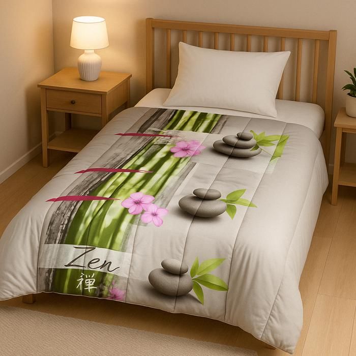 Couette légère imprimée Zen - MORTREUX - 1 personne - Spécial Eté - 200g/m² - 140x200 cm