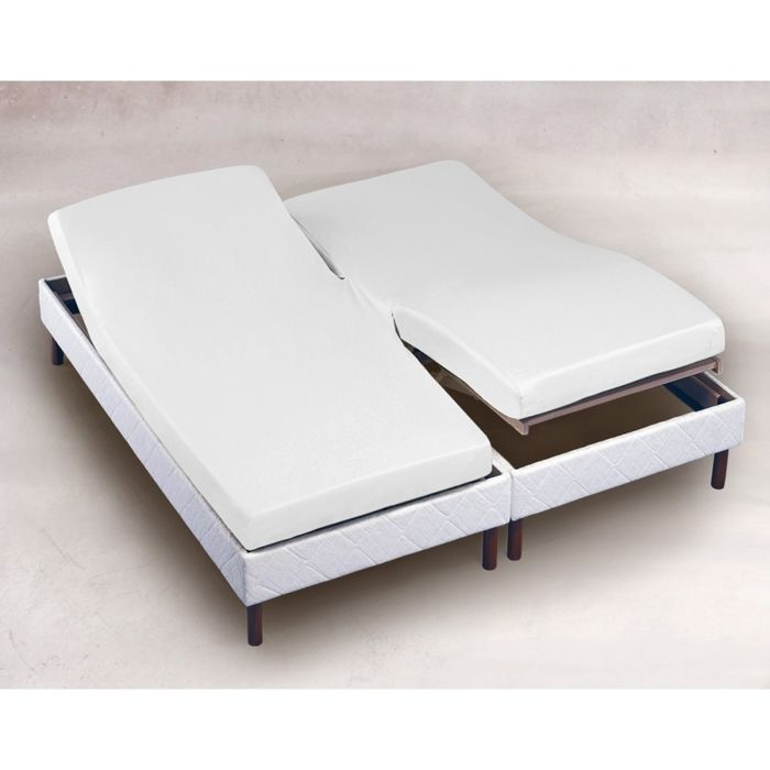 ALPES BLANC - Drap Housse Blanc 2x90x200 cm – Spécial Lit électrique – 100% Coton 57 fils – Grand Bonnet – Fabrication Française ALPES BLANC - Drap Housse Blanc 2x90x200 cm – Spécial Lit électrique – 100% Coton 57 fils – Grand Bonnet – Fabrication Française