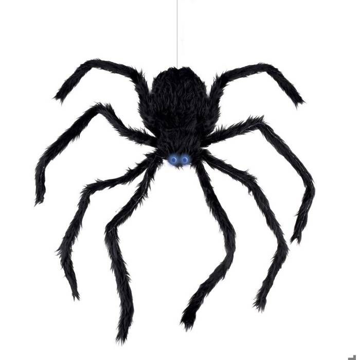 AUTOMATE ARAIGNÉE ANIMÉE SON LUMIÈRE 80CM Noir - DECORATION DE FETE HALLOWEEN