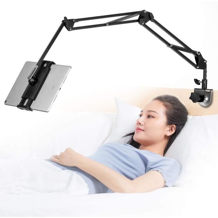Support à Tablette Pour Lit Rotatif 360° - Bras Aluminium Adjustable Pour IPad, Smartphones 4.5-12.9"