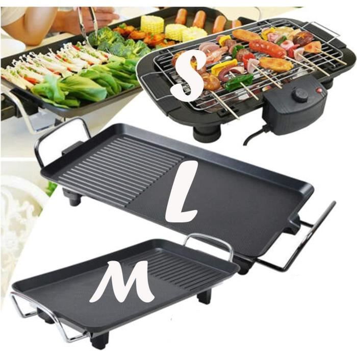 Barbecue électrique De Table Sans Fumée - Teppanyaki Avec Grille Inox Amovible - Température Réglable - Parfait Pour Balcon Et Intérieur