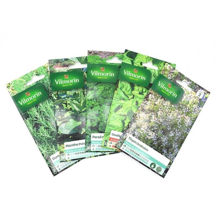 Meilleurs prix pour Pack de 5 sachets graines aromatiques -  Thym - Oseille - Persil - Menthe - Romarin-