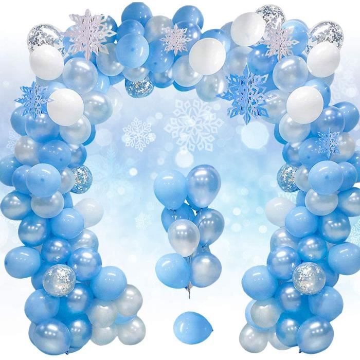 Flocon ballons arche guirlande kit bleu & blanc & argent confettis ballons  en latex pack pour mariage anniversaire douche de bébé ba - Cdiscount Maison