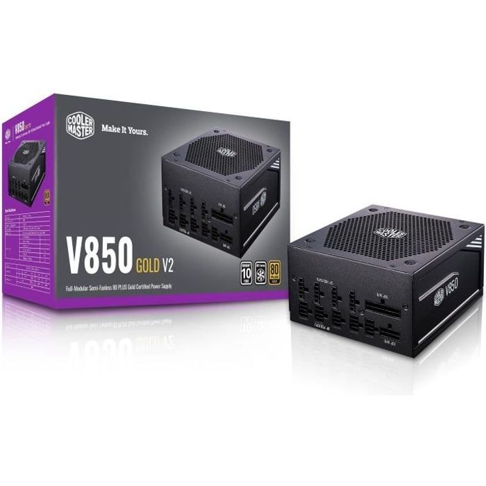 COOLER MASTER V850 Gold V2 - Alimentation 850W 100% modulaire & 40% fanless (Certifiée 80 Plus GOLD Garantie 10 ans)