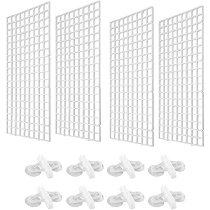 4 pcs Grille Aquarium SéParateur , Aquarium Panneau D'Isolation de RéSeau en Plastique pour RéServoir d'eau avec 8 Ventouses(Blanc)