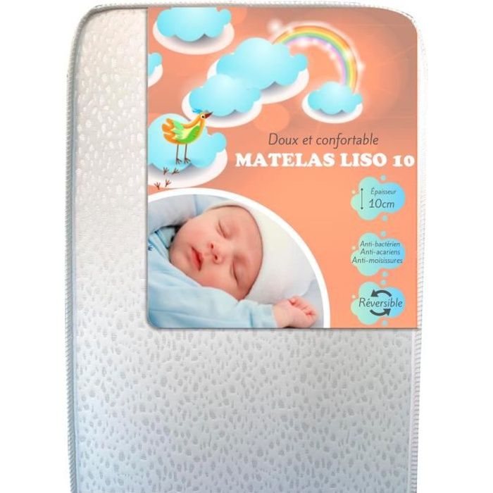 Matelas Bébé 60x120 AMORI Comfort Plus – Mousse Mémoire De Forme, Anti-Étouffement, 2 Faces Été/Hiver, Housse Lavable, Hypoallergénique & Anti-Plagiocéphalie