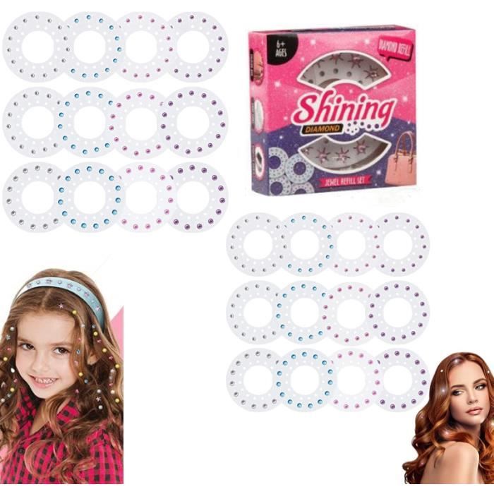 Kit Hair Bedazzler Avec 360 Strass - Machine à Cheveux Diamant Pour Filles - Création De Coiffures Brillantes
