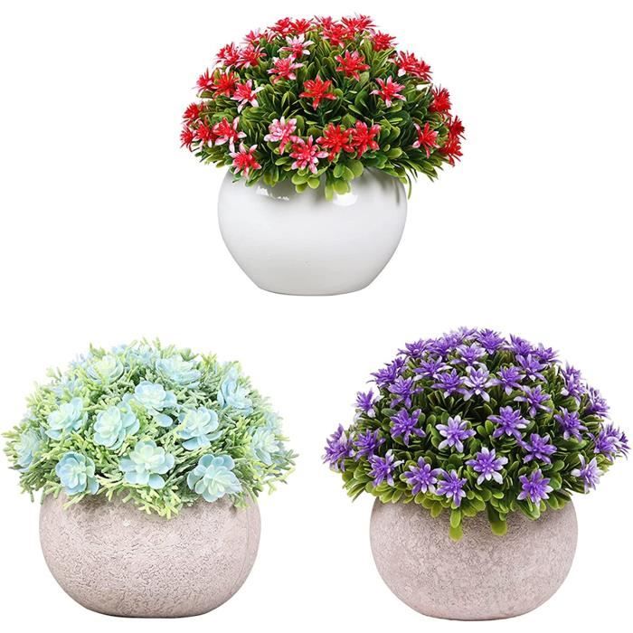 Lot de 3 plantes artificielles en pot de fleurs avec pots, décoration  d'intérieur et d'extérieur, maison, bureau, cuisine, bassin, e - Cdiscount  Maison