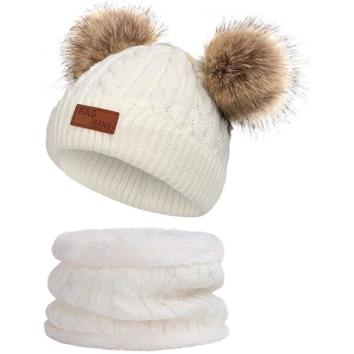 Ensemble Bonnet Et Echarpe Pour Bebe Fille Et Garcon Chaud Pompon En Fourrure 934 Cdiscount Pret A Porter