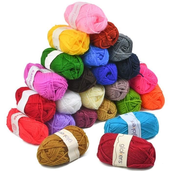 Fil à tricoter à la main en 24 couleurs, fil au crochet 25g pour tricoter  du fil de laine acrylique, du fil de coton pour le[147] - Cdiscount  Beaux-Arts et Loisirs créatifs