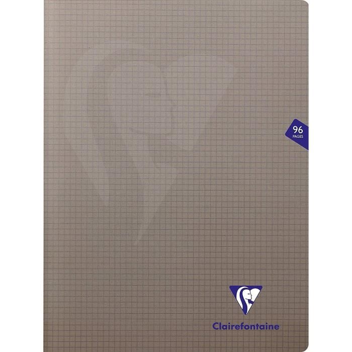 plastique Clairefontaine 322361C Bleu marine couverture polypro Un cahier piqué Mimesys 96 pages 24x32 cm 90g grands carreaux 