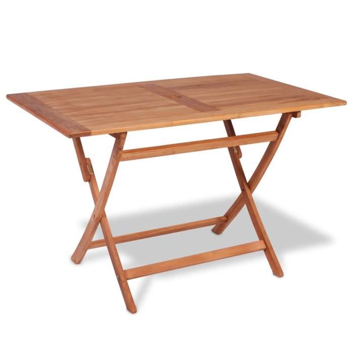 table de jardin extérieure pliable - chezhome - chic & industriel - bois dur de teck - marron